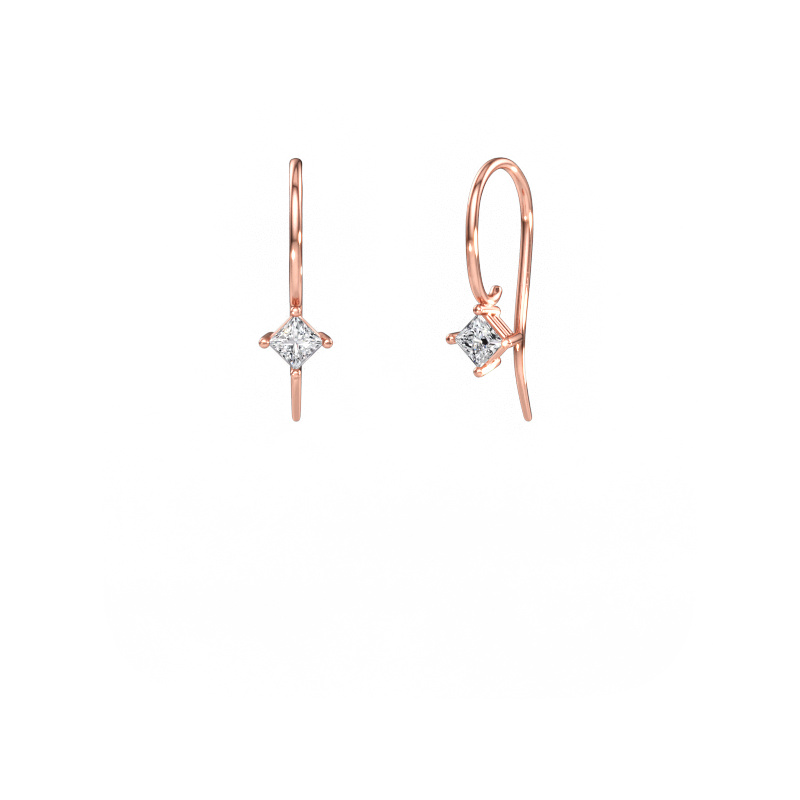 Image of Drop earrings Cleo SQR 585 rose gold Lab grown diamond 0.34 crt