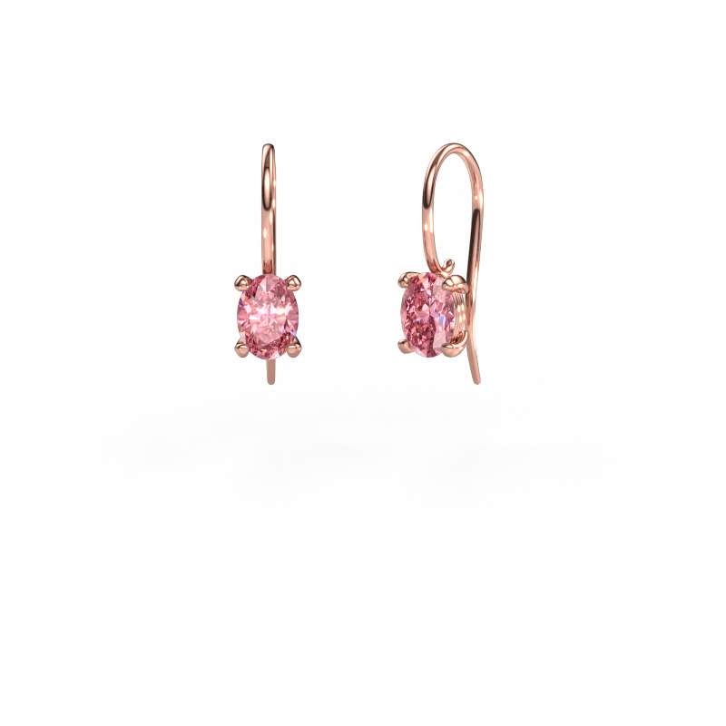 Image of Drop earrings Cleo OVL 585 rose gold Pink lab grown diamond 7x5 mm
