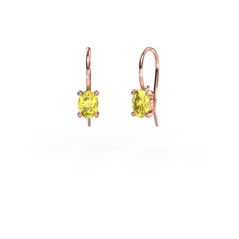 Image de Pendants d'oreilles Cleo OVL 585 or rose Diamants synthétiques jaune 7x5 mm