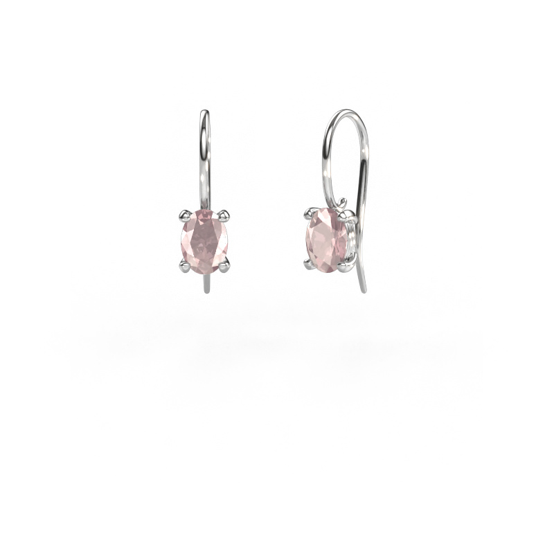 Image of Drop earrings Cleo OVL 585 white gold Morganite champagne 7x5 mm