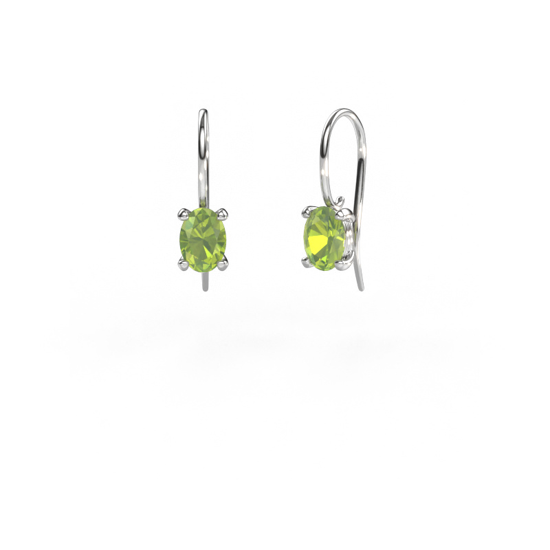 Image of Drop earrings Cleo OVL 585 white gold Peridot 7x5 mm