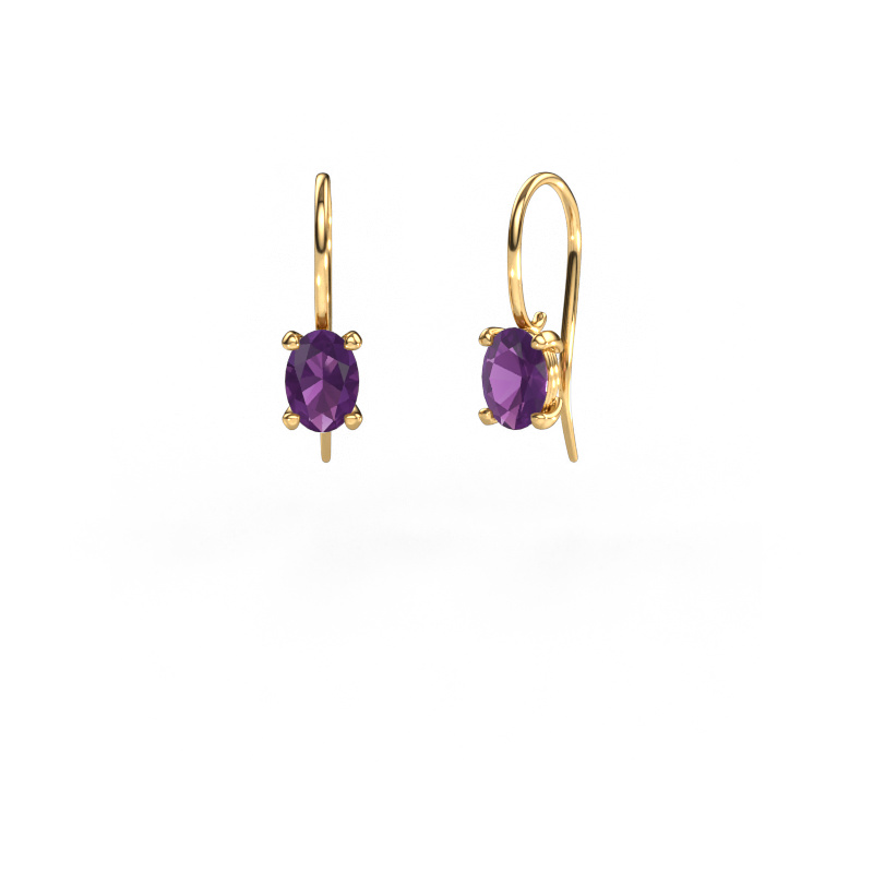 Image of Drop earrings Cleo OVL 585 gold Amethyst 7x5 mm