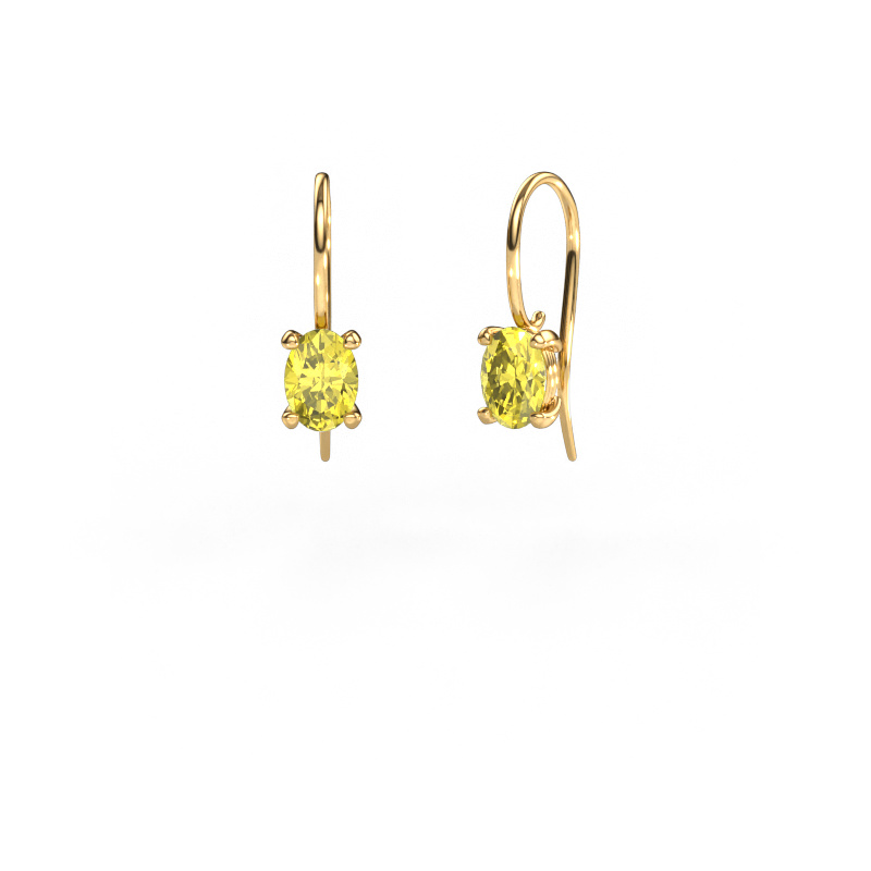 Image of Drop earrings Cleo OVL 585 gold Yellow lab grown diamond 7x5 mm