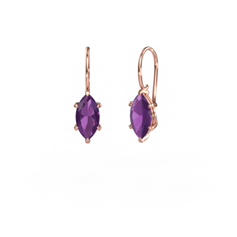 Image of Drop earrings Cleo MRQ 585 rose gold Amethyst 12x6 mm