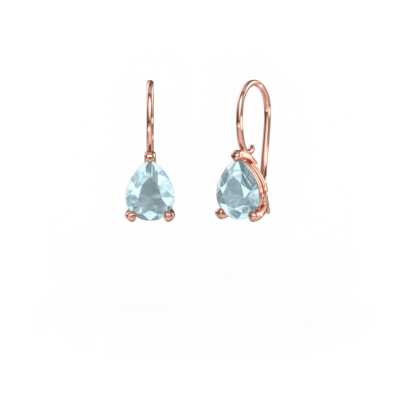 Image of Drop earrings Cleo PER 585 rose gold Aquamarine 8x6 mm
