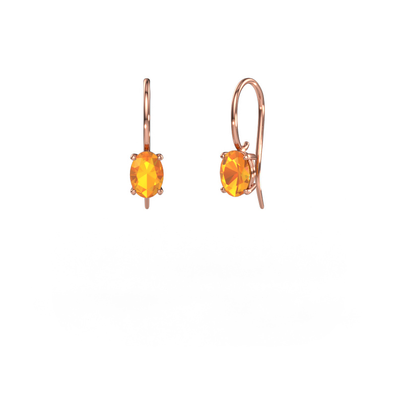 Bild von Ohrhänger Cleo OVL 585 Roségold Citrin 7x5 mm