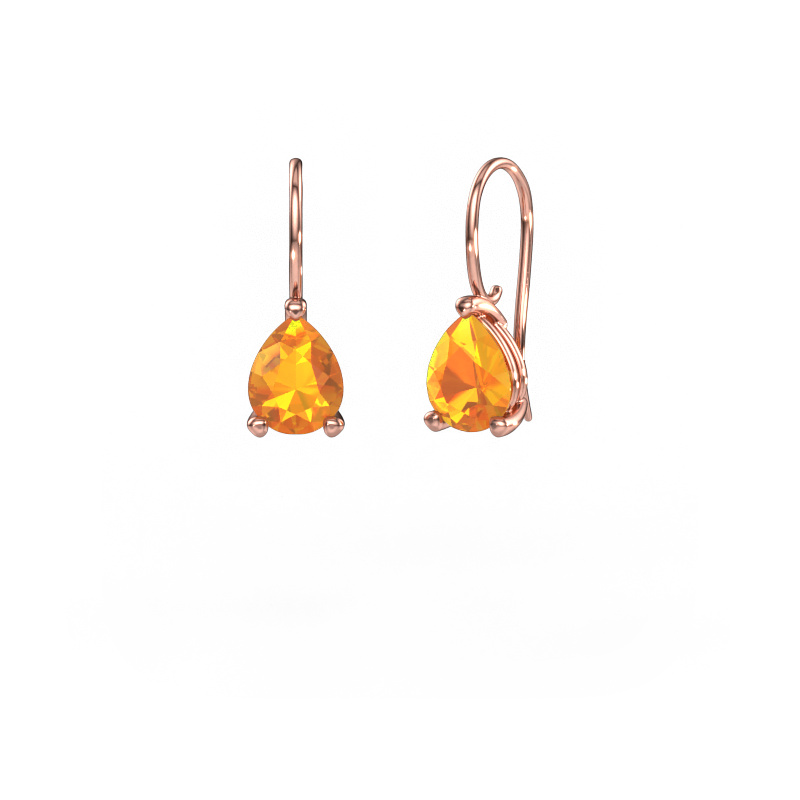 Image of Drop earrings Cleo PER 585 rose gold Citrin 8x6 mm