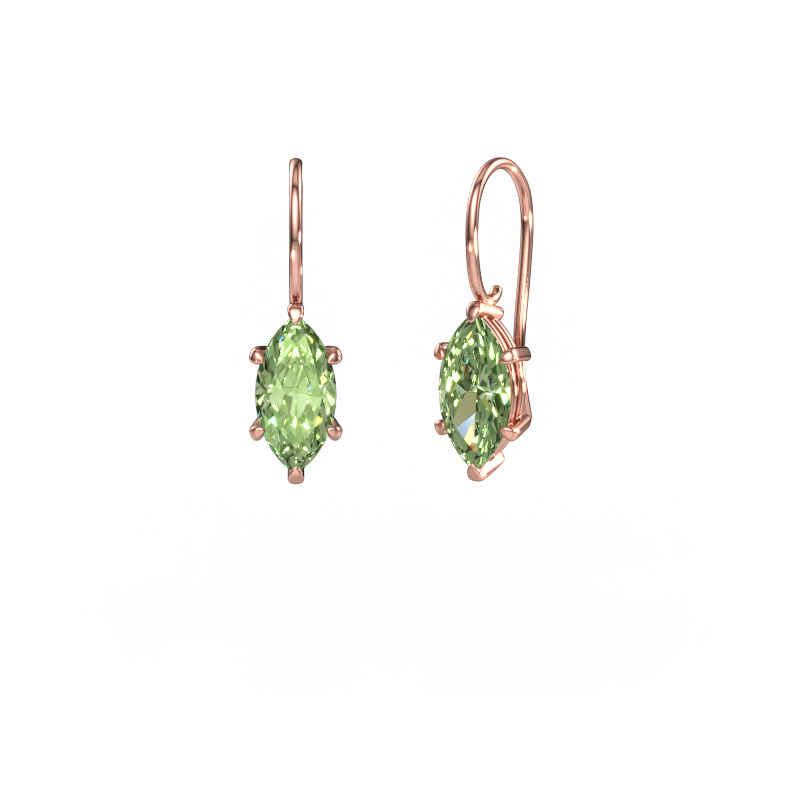Image of Drop earrings Cleo MRQ 585 rose gold Green lab grown diamond 12x6 mm