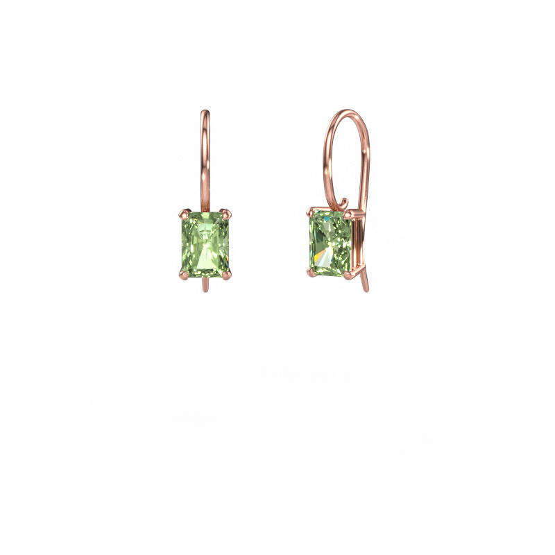 Image of Drop earrings Cleo RAD 585 rose gold Green lab grown diamond 7x5 mm