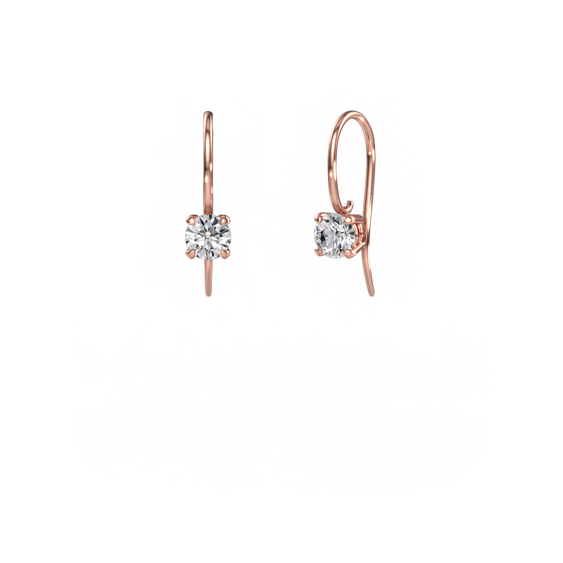 Image of Drop earrings Cleo RND 585 rose gold Diamond 0.80 crt