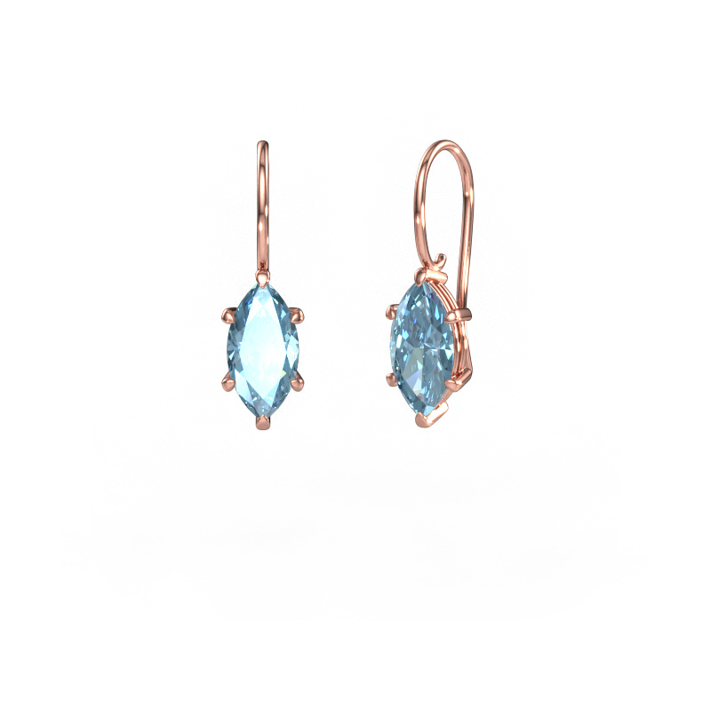Image de Pendants d'oreilles Cleo MRQ 585 or rose Diamant synthétique bleu 12x6 mm