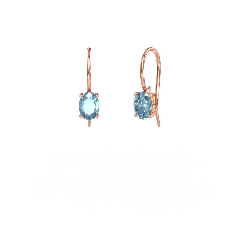 Immagine di Orecchini pendenti Cleo OVL 585 oro rosa Diamante lab grown blu 7x5 mm
