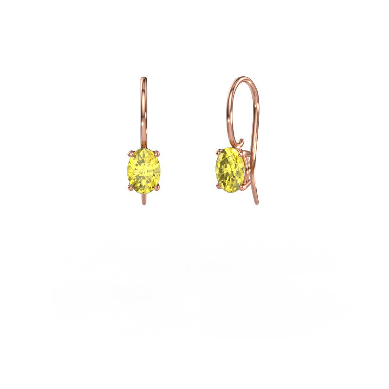 Image de Pendants d'oreilles Cleo OVL 585 or rose Diamants synthétiques jaune 7x5 mm