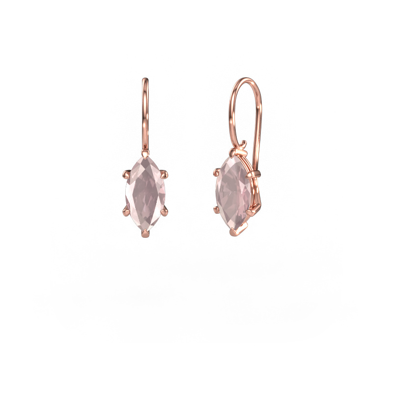 Image of Drop earrings Cleo MRQ 585 rose gold Morganite champagne 12x6 mm