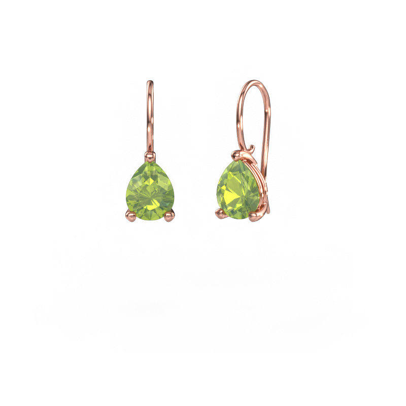 Image of Drop earrings Cleo PER 585 rose gold Peridot 8x6 mm