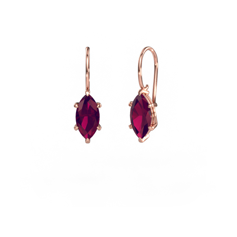 Image of Drop earrings Cleo MRQ 585 rose gold Rhodolite 12x6 mm