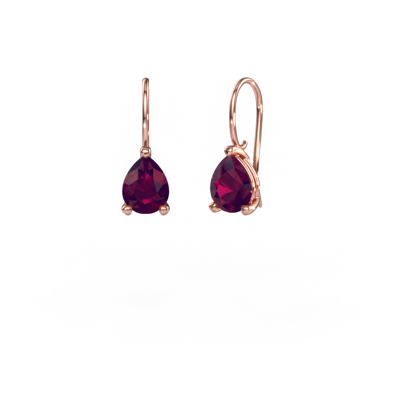 Image of Drop earrings Cleo PER 585 rose gold Rhodolite 8x6 mm