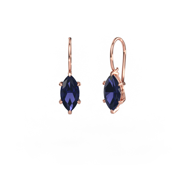 Image of Drop earrings Cleo MRQ 585 rose gold Sapphire 12x6 mm