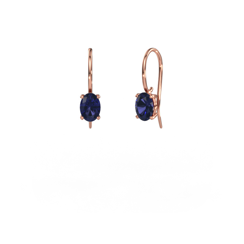 Image of Drop earrings Cleo OVL 585 rose gold Sapphire 7x5 mm