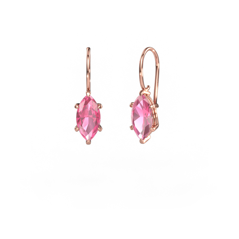Image of Drop earrings Cleo MRQ 585 rose gold Pink sapphire 12x6 mm