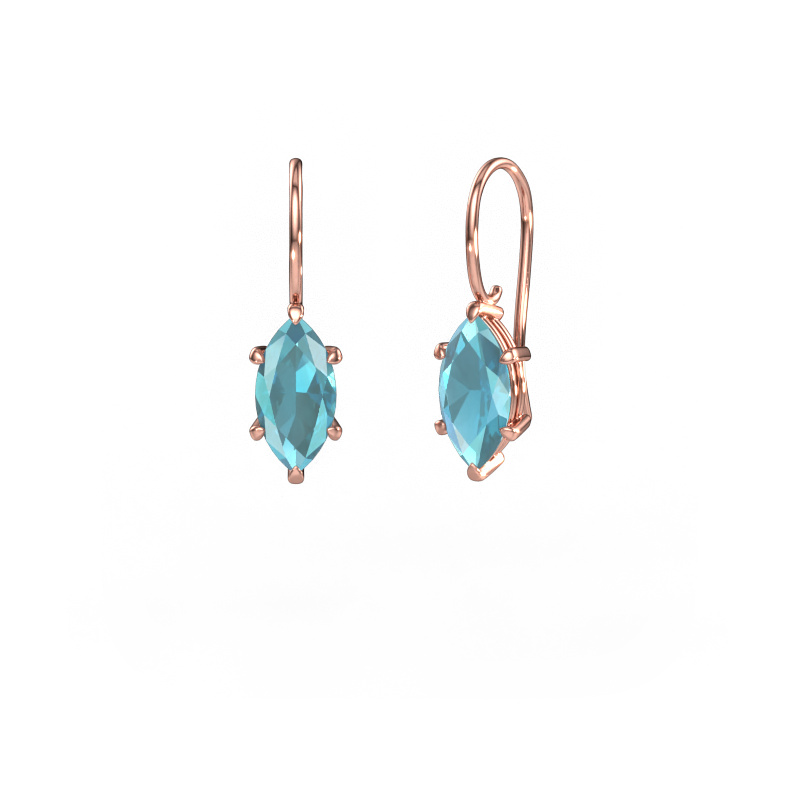 Image de Pendants d'oreilles Cleo MRQ 585 or rose Topaze bleue 12x6 mm