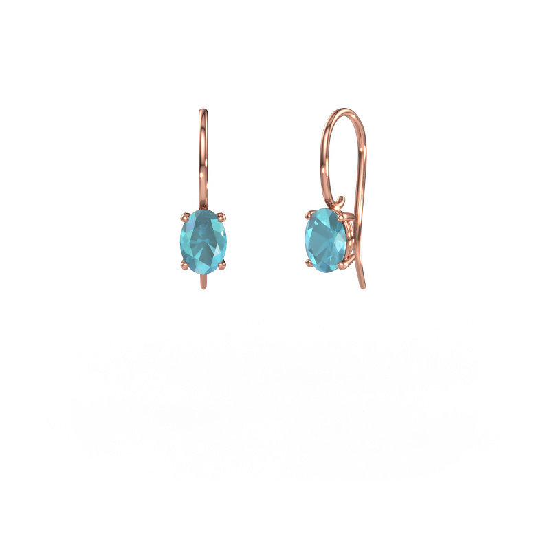 Bild von Ohrhänger Cleo OVL 585 Roségold Blau Topas 7x5 mm