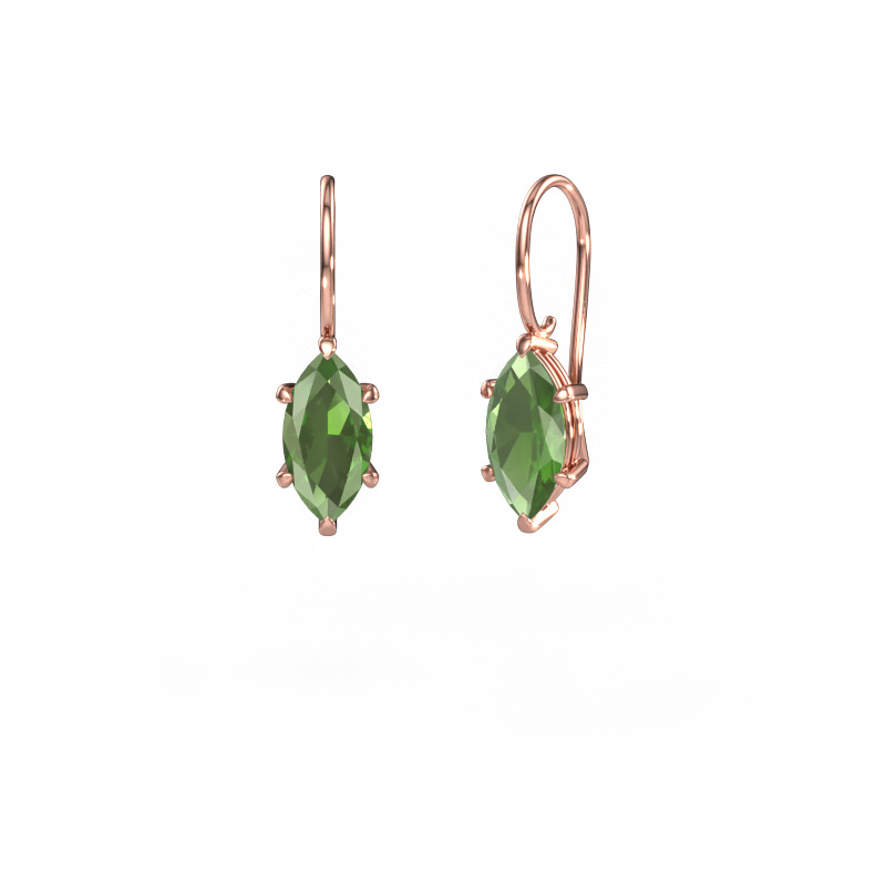 Image de Pendants d'oreilles Cleo MRQ 585 or rose Vert tourmaline 12x6 mm