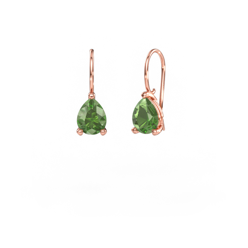 Immagine di Orecchini pendenti Cleo PER 585 oro rosa Tormalina verde 8x6 mm