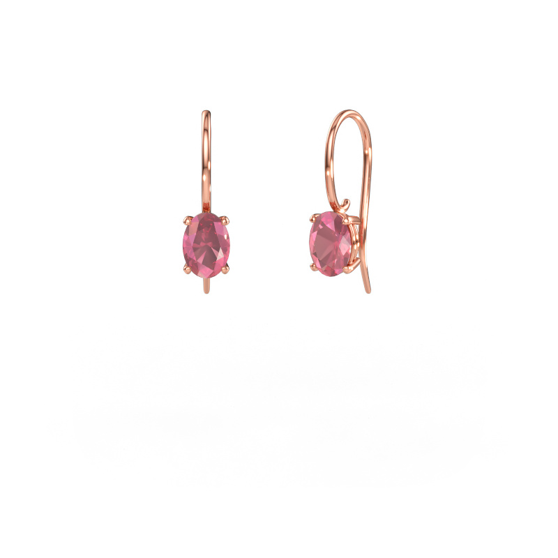 Afbeelding van Oorhangers Cleo OVL 585 rosé goud Toermalijn pink 7x5 mm