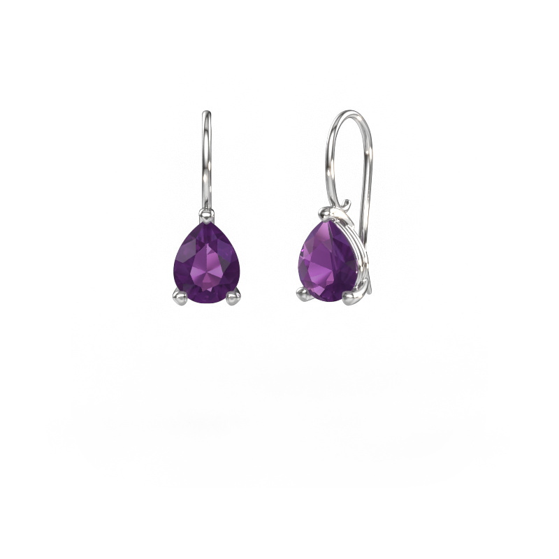 Image of Drop earrings Cleo PER 585 white gold Amethyst 8x6 mm