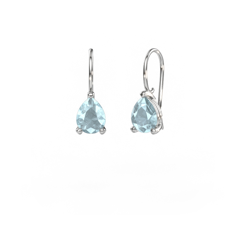 Image of Drop earrings Cleo PER 585 white gold Aquamarine 8x6 mm