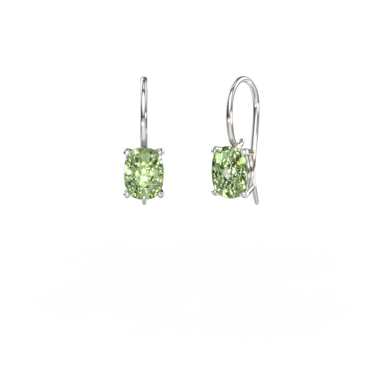 Image of Drop earrings Cleo CSH 585 white gold Green lab grown diamond 8x6 mm