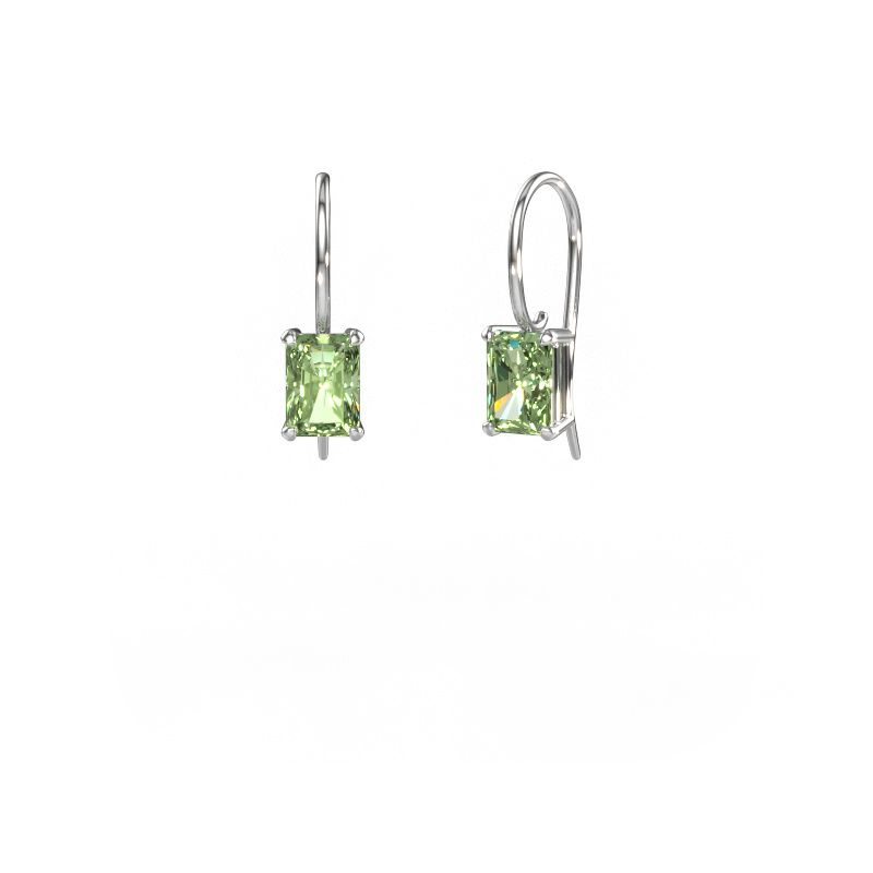Image of Drop earrings Cleo RAD 585 white gold Green lab grown diamond 7x5 mm