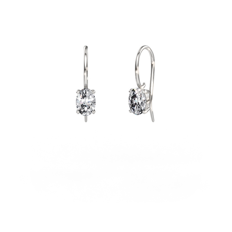 Bild von Ohrhänger Cleo OVL 585 Weißgold Zirkonia 7x5 mm