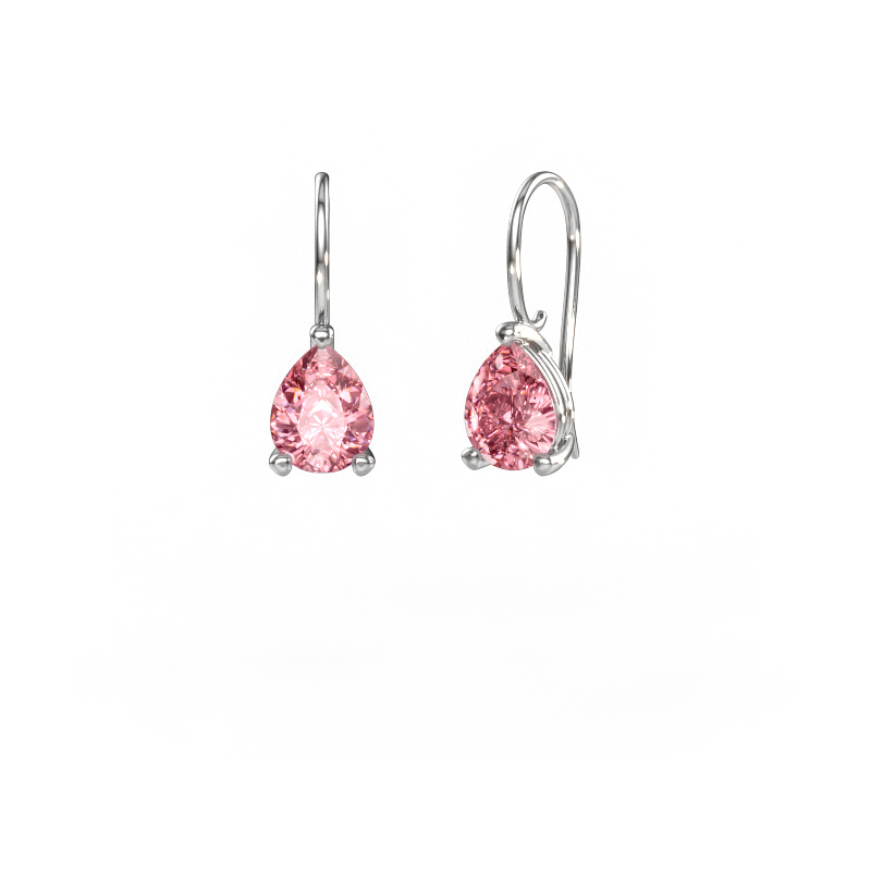 Afbeelding van Oorhangers Cleo PER 585 witgoud Roze lab grown diamant 8x6 mm