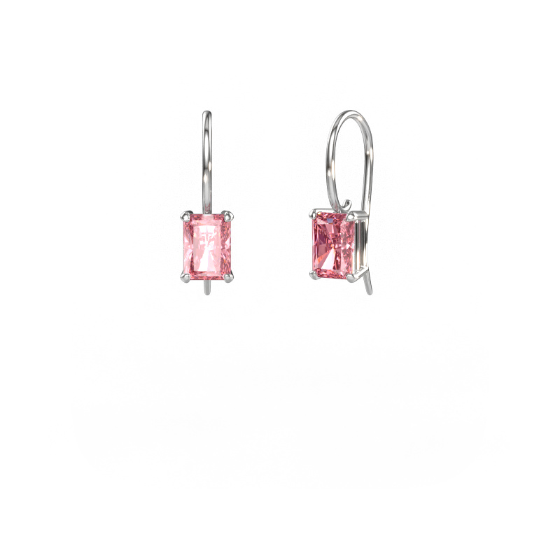 Bild von Ohrhänger Cleo RAD 585 Weißgold Rosa Labordiamant 7x5 mm