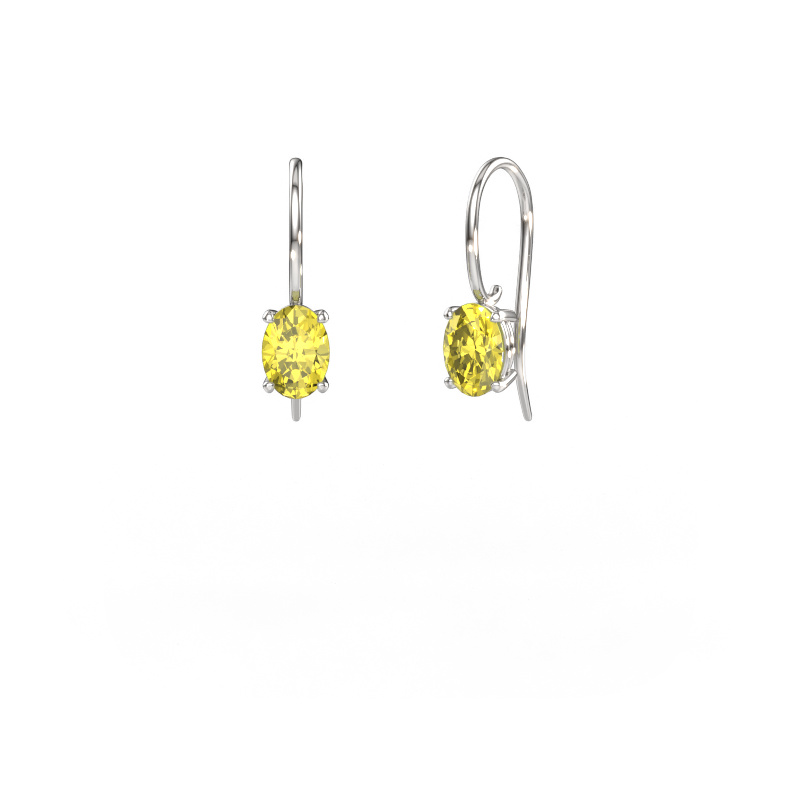 Bild von Ohrhänger Cleo OVL 585 Weißgold Gelber labordiamant 7x5 mm