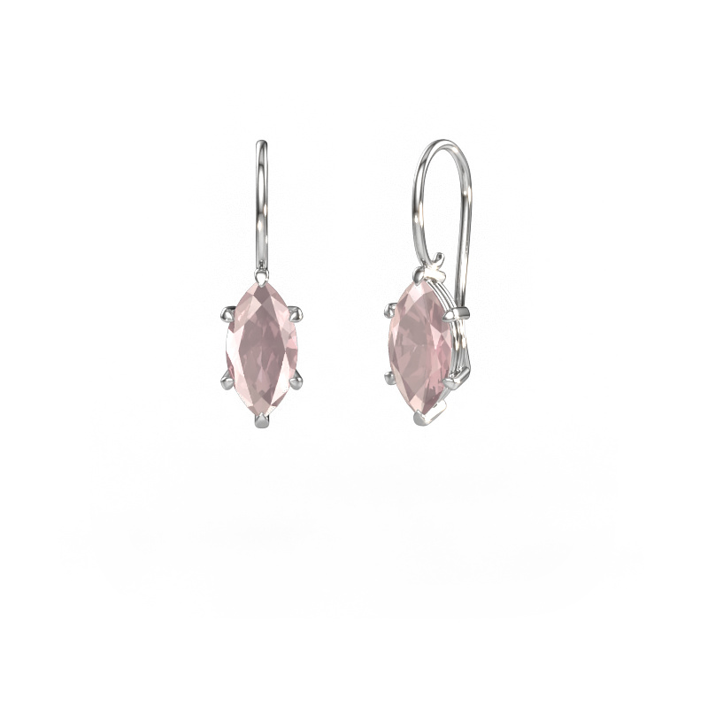 Image of Drop earrings Cleo MRQ 585 white gold Morganite champagne 12x6 mm