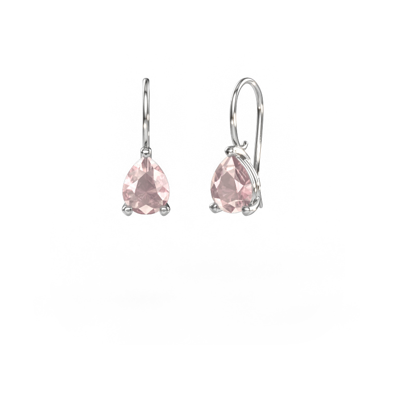 Afbeelding van Oorhangers Cleo PER 585 witgoud Morganiet champagne 8x6 mm