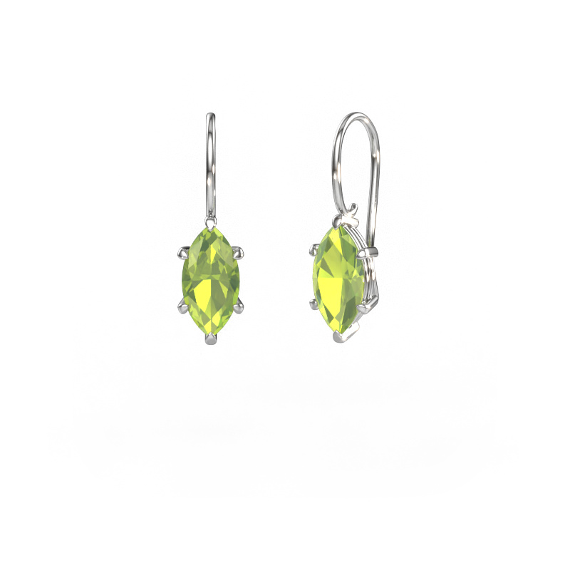 Image of Drop earrings Cleo MRQ 585 white gold Peridot 12x6 mm