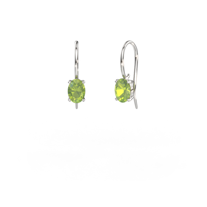 Bild von Ohrhänger Cleo OVL 585 Weißgold Peridot 7x5 mm