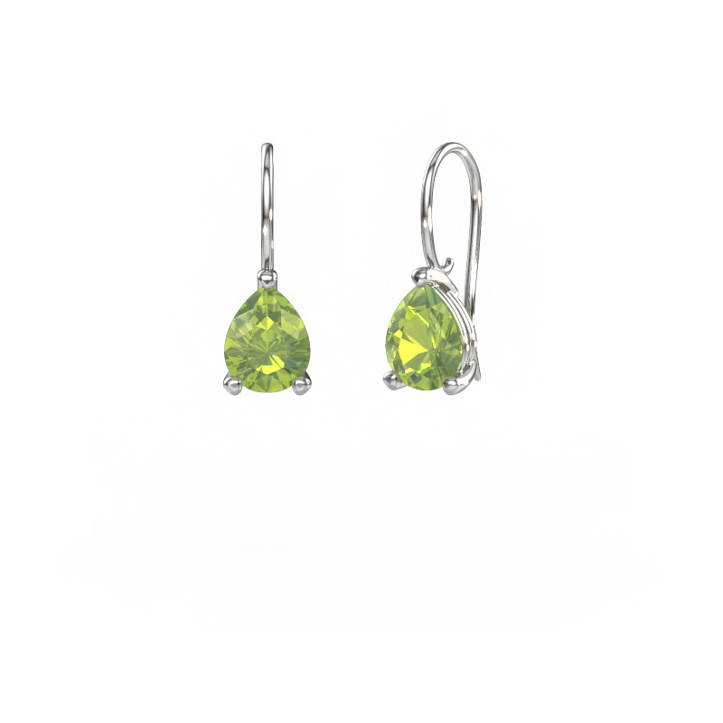 Image of Drop earrings Cleo PER 585 white gold Peridot 8x6 mm