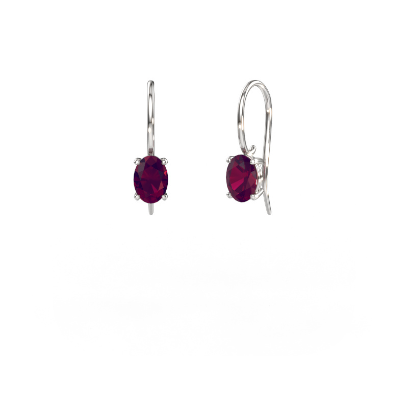 Image de Pendants d'oreilles Cleo OVL 585 or blanc Rhodolite 7x5 mm