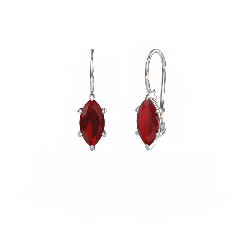 Image de Pendants d'oreilles Cleo MRQ 585 or blanc Rubis 12x6 mm
