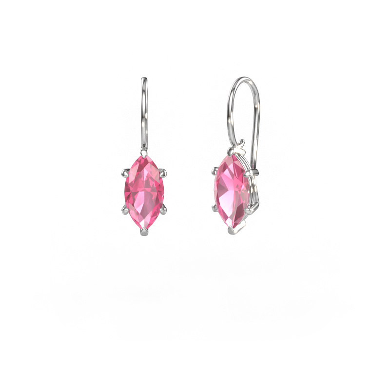 Image of Drop earrings Cleo MRQ 585 white gold Pink sapphire 12x6 mm
