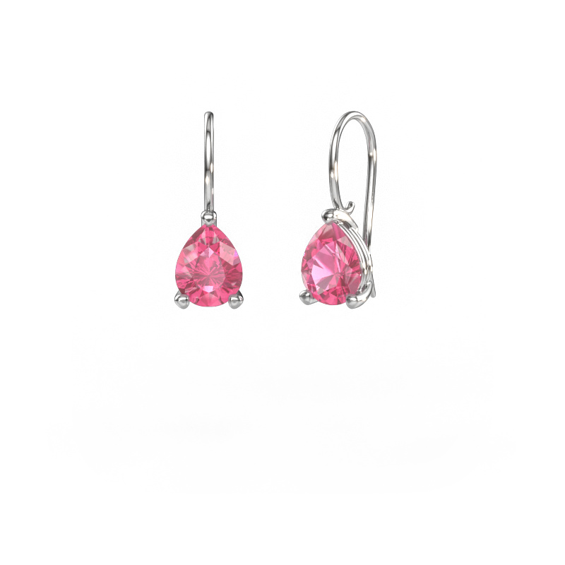 Image of Drop earrings Cleo PER 585 white gold Pink sapphire 8x6 mm