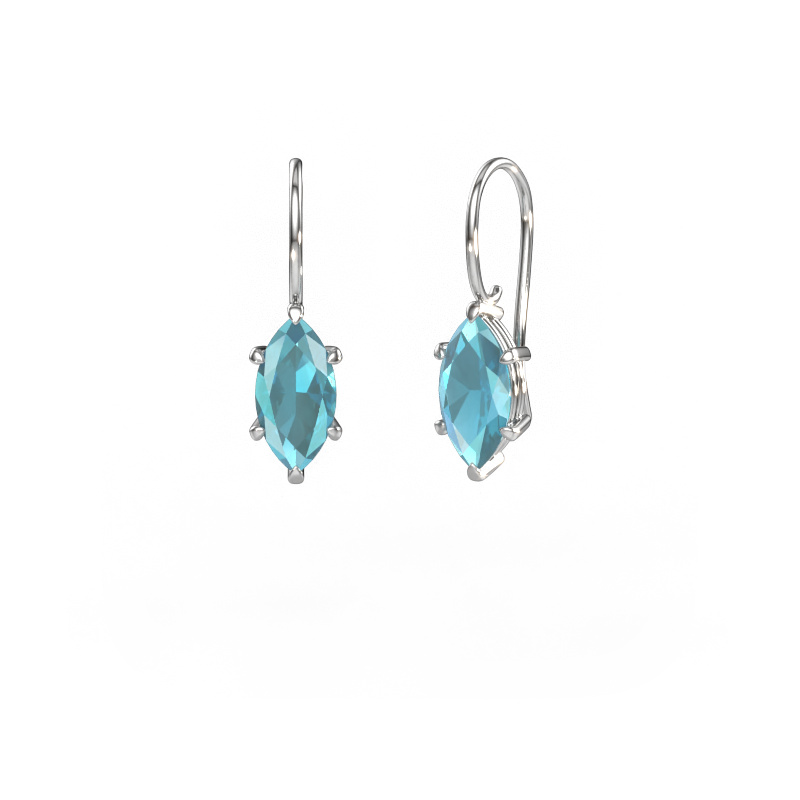Image de Pendants d'oreilles Cleo MRQ 585 or blanc Topaze bleue 12x6 mm