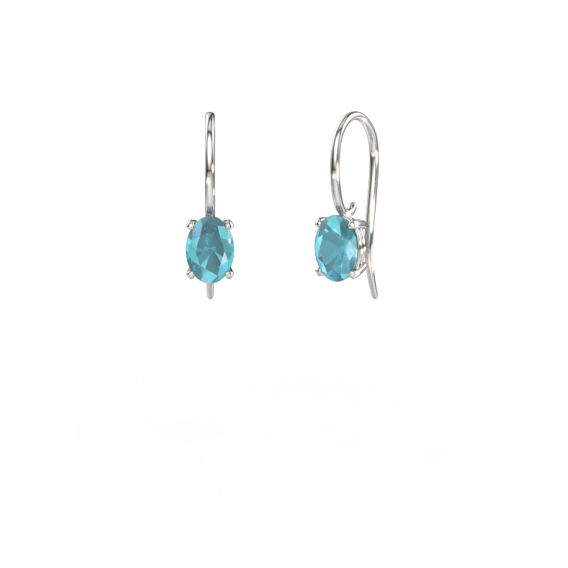 Bild von Ohrhänger Cleo OVL 585 Weißgold Blau Topas 7x5 mm
