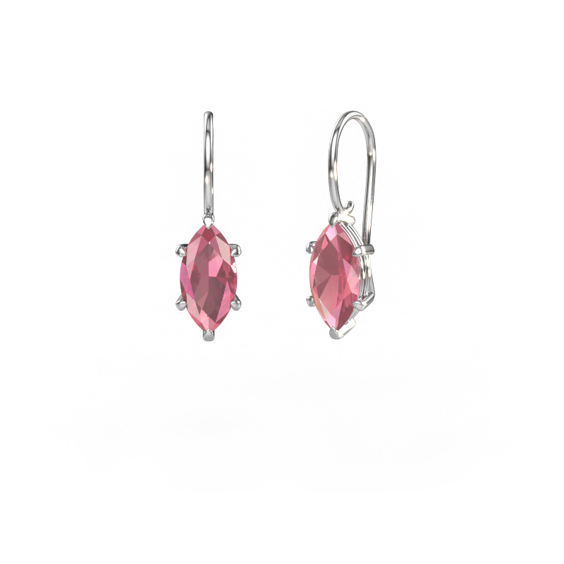 Image of Drop earrings Cleo MRQ 585 white gold Tourmaline pink 12x6 mm