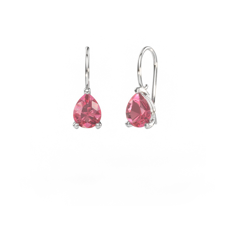 Immagine di Orecchini pendenti Cleo PER 585 oro bianco Tormalina rosa 8x6 mm